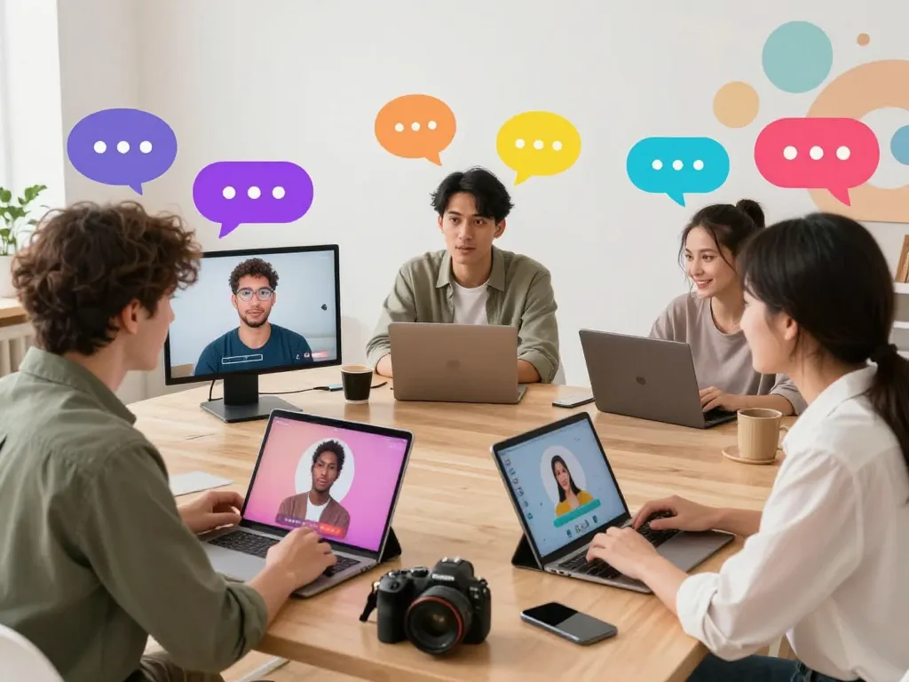 Exciting sex chat environment with avatars and vibrant conversation bubbles.
