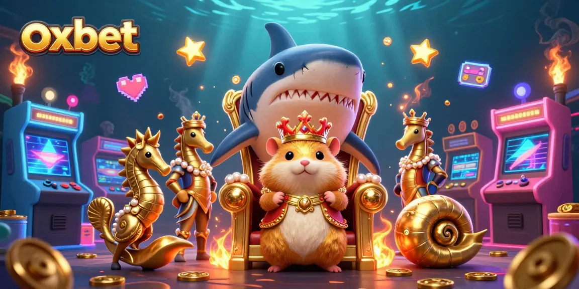 Experience the vibrant world of oxbet with a golden hamster king ruling over a dynamic casino-themed scene.