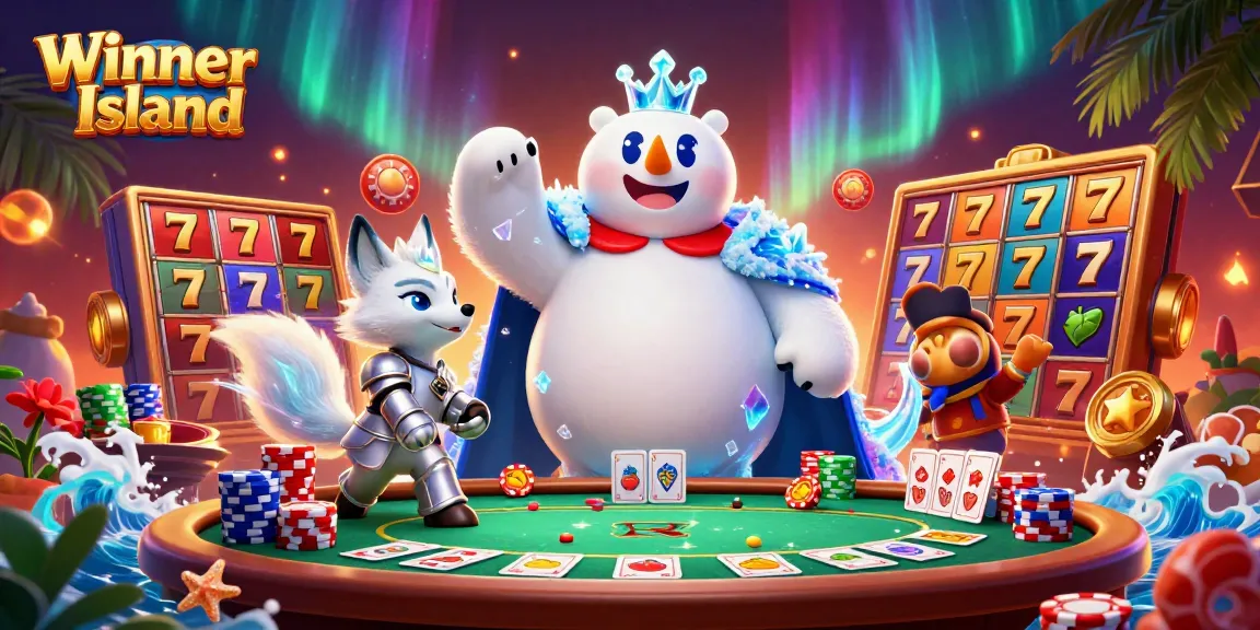 Engage in thrilling gaming action at Winner Island Casino, featuring vibrant slot games and poker excitement.