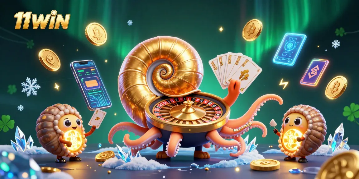 Engage with 11WIN's vibrant casino world through an enchanting 3D nautilus roulette illustration.