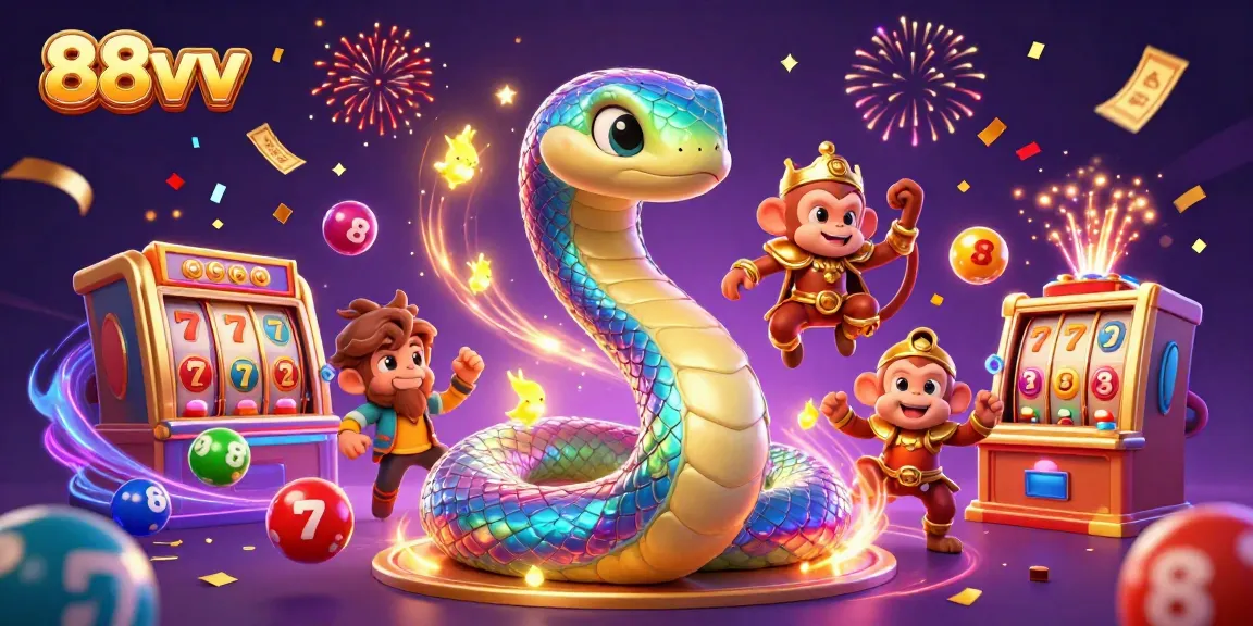 Engaging 88vv gaming scene featuring a colorful rainbow serpent and lottery excitement.