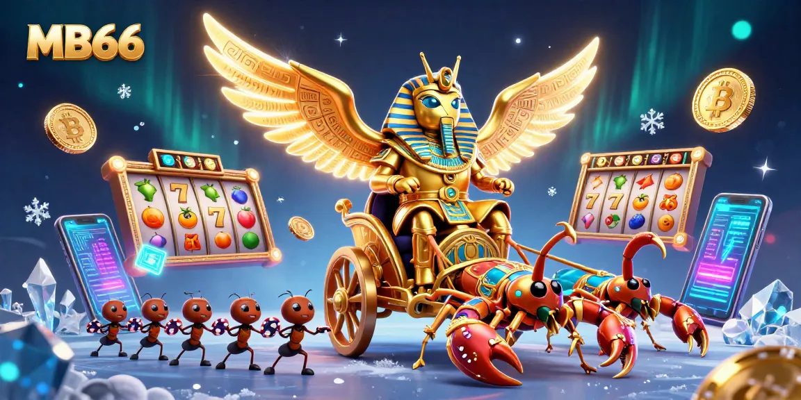 Experience thrilling slots and jackpots with MB66's cartoon colorful casino artwork featuring unique characters.