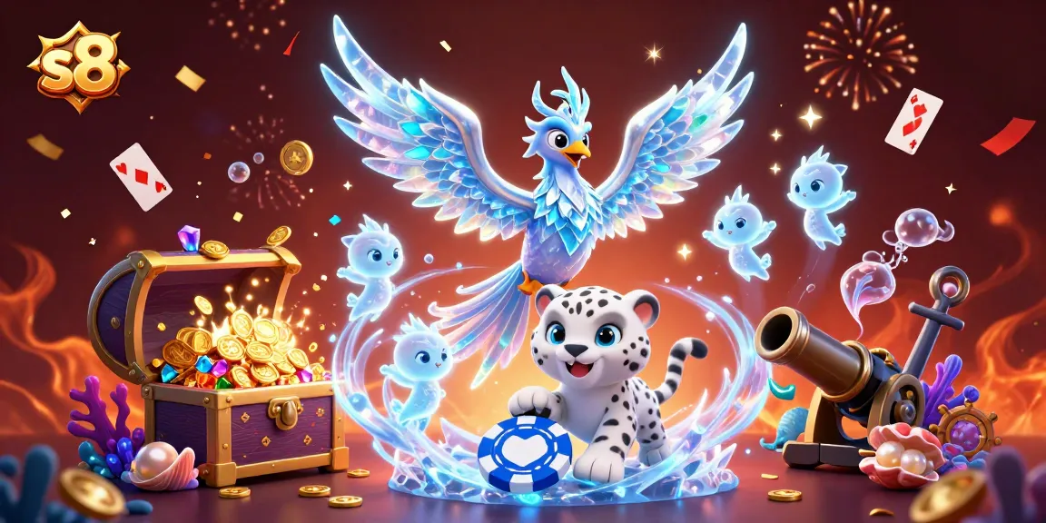 S8 offers an exciting gaming adventure with vibrant visuals of the ice phoenix, ideal for online casino enthusiasts.