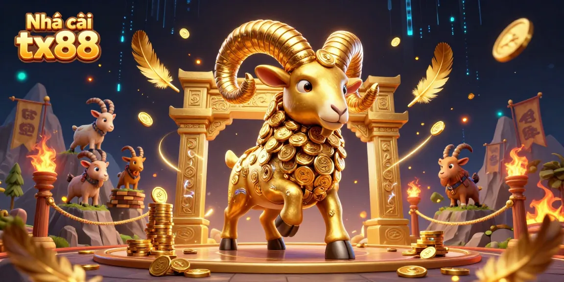 Engage with Nhà cái tx88 as a massive golden ram charges through a vibrant casino scene.