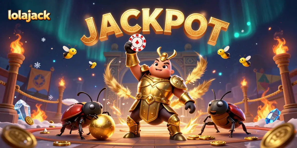 Experience lolajack’s thrilling casino action with a vibrant beetle champion and friends in a dynamic scene.