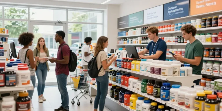 Klanten winkelen bij Unique Pharma Shop voor gezondheidssupplementen en vitamines.