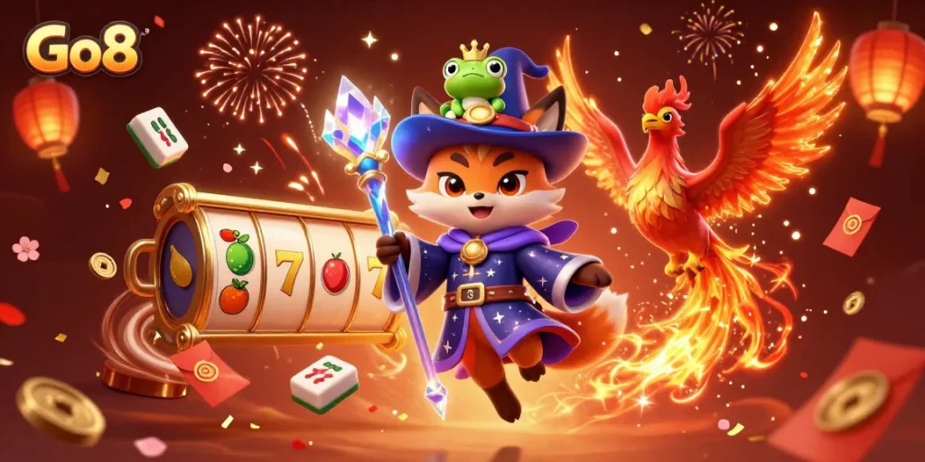 Experience thrilling slots and rewards at Go8 in this vibrant casino scene.